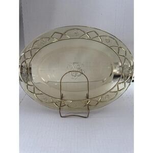 Depression Glass Rosemary Dutch Rose Oval Platter Amber Federal Glass Co 1935